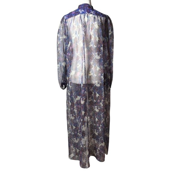 Vintage Dalani II Sheer Floral Maxi Dress 70s Boho Ethereal Size 12 USA Made - Picture 2 of 12